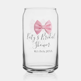 Pink bow bridal shower name date pastel stylish te