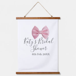 Pink bow bridal shower name date pastel stylish te