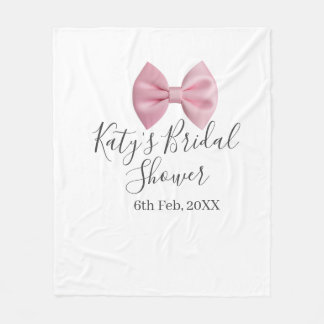 Pink bow bridal shower name date pastel stylish te fleecefilt
