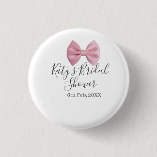 Pink bow bridal shower name date pastel stylish te knapp
