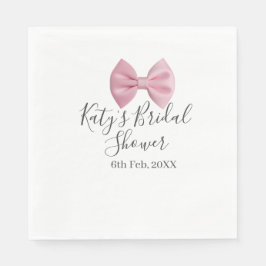 Pink bow bridal shower name date pastel stylish te pappersservett