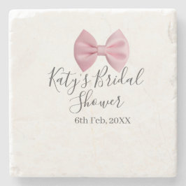 Pink bow bridal shower name date pastel stylish te stenunderlägg
