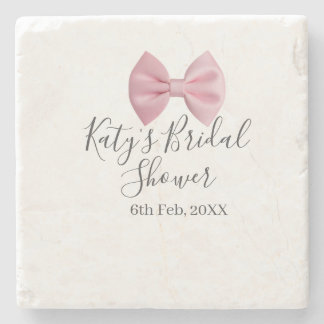 Pink bow bridal shower name date pastel stylish te stenunderlägg
