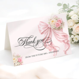 Pink Bow Bridal Shower Thank You Card Tack Kort