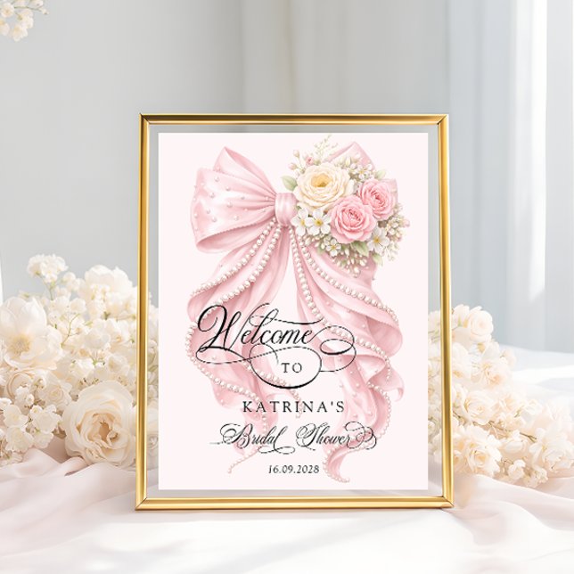 Pink Bow Bridal Shower Welcome  Poster (Skapare uppladdad)