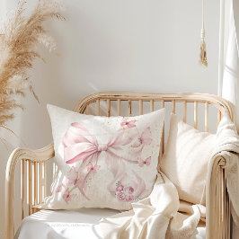 Pink Bow Butterflies Photo Kudde