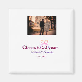 Pink bow cheers to 50 years anniversary wedding  magnet