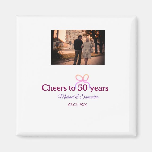 Pink bow cheers to 50 years anniversary wedding  magnet (Framsidan)