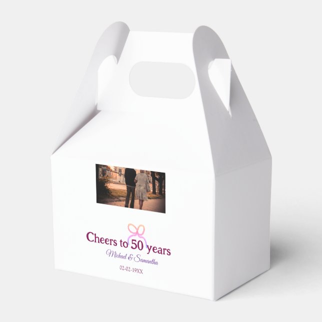 Pink bow cheers to 50 years anniversary wedding  presentaskar (Framsidan Sidan)