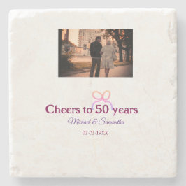 Pink bow cheers to 50 years anniversary wedding  stenunderlägg