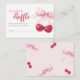 Pink Bow Cherries Diaper Raffle Card Tilläggskort