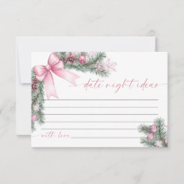 Pink Bow Christmas Date Night Ideas Card OSA Kort