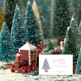 Pink Bow Christmas Tree Diaper Raffle Baby Shower Tilläggskort