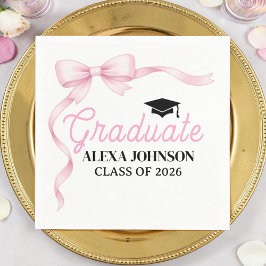 Pink Bow Class Of 2026 Graduation Pappersservett