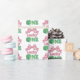Pink Bow Clover Lucky One Girl 1st Birthday Presentpapper