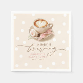 Pink Bow Coffee Baby Is Brewing Girl Baby Shower Pappersservett