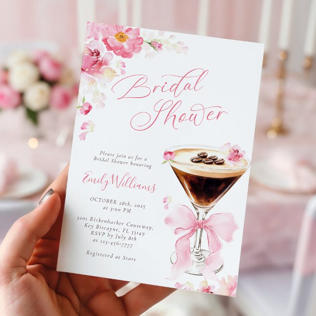 Pink Bow Coffee Bridal Shower Invitation Inbjudningar (Skapare uppladdad)