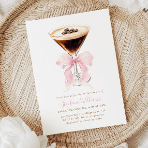 Pink Bow Coffee Bröllopsdusch Inbjudningar