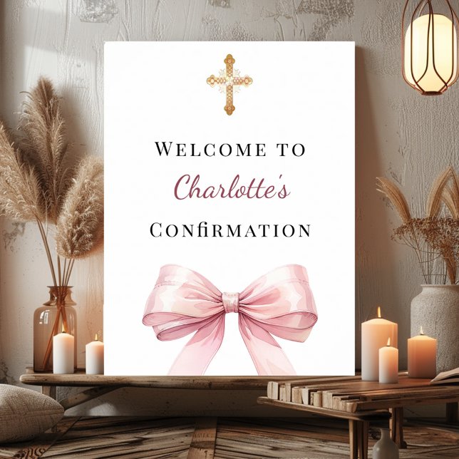 Pink bow Confirmation welcome Poster (Skapare uppladdad)
