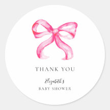 Pink Bow Coquette Baby Shower Minimal Elegant