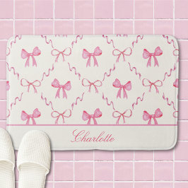Pink Bow Coquette Bath Mat Badrumsmatta