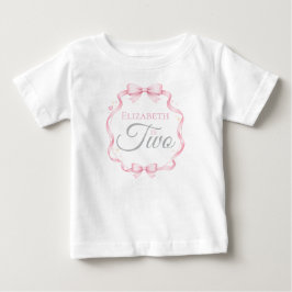 Pink Bow Coquette Elizabeth is Two 2nd Birthday T Shirt