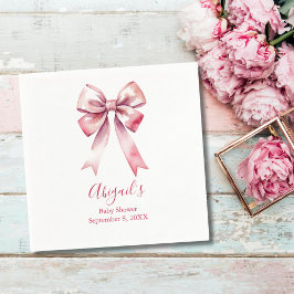 Pink Bow Coquette Girl Baby Shower Pappersservett
