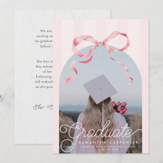 Pink Bow Coquette Photo Graduation Party  Meddelande