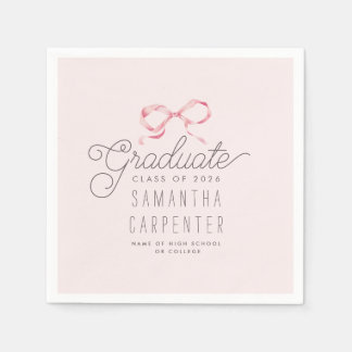 Pink Bow Coquette Photo Graduation Party  Pappersservett
