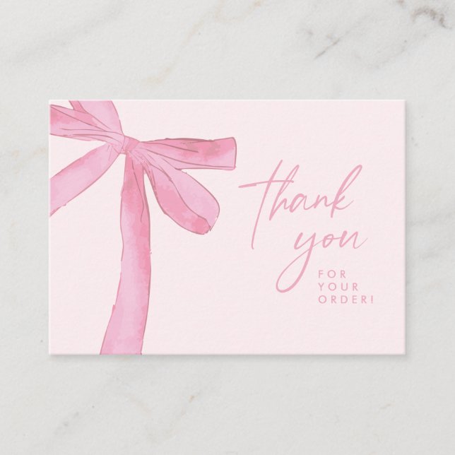Pink bow Custom business Handlettering Visitkort (Framsida)