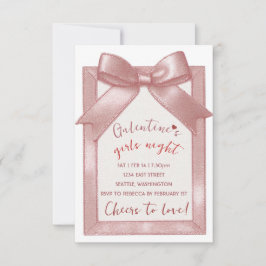 Pink Bow Custom Galentine's Party Invitation OSA Kort