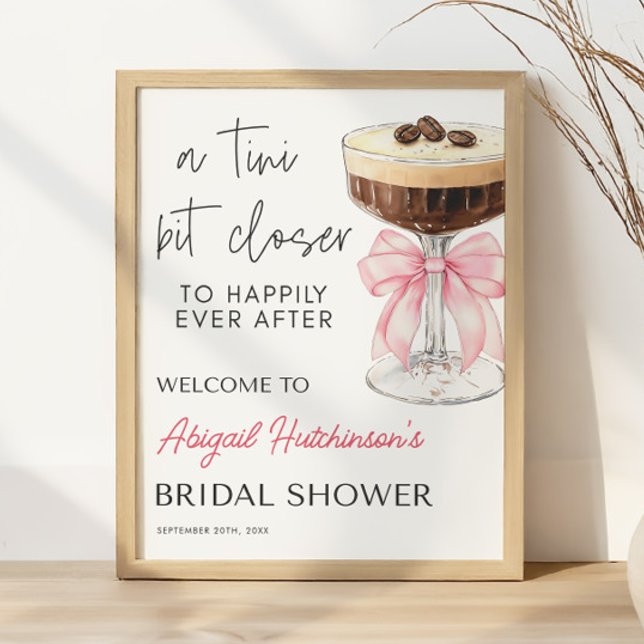 Pink Bow Espresso Martini Bröllopsfest -  16x20  Poster (Pink Bow Espresso Martini Bridal Shower - 16x20 Poster)