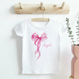Pink Bow Flicka Födelsedag T Shirt