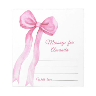 Pink Bow flicka födelsedag tidskapsel meddelande Anteckningsblock