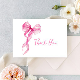 Pink Bow Flickor 1:a födelsedag Tack Kort