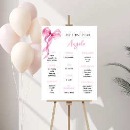 Pink Bow-flickors första födelsedagsmilstolpe Poster