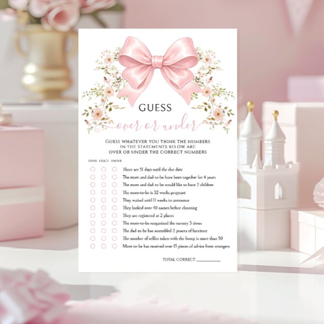 Pink Bow Floral Baby Shower Over or Under Game (Skapare uppladdad)