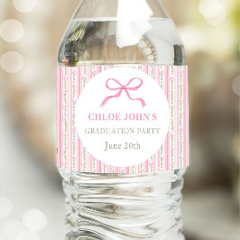 Pink Bow Floral Graduation Vattenflaskor Etikett