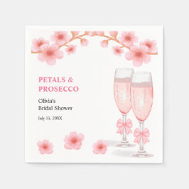 Pink Bow Floral Petals and Prosecco Bridal Shower  Pappersservett