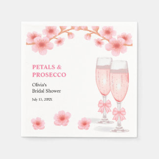 Pink Bow Floral Petals and Prosecco Bridal Shower  Pappersservett