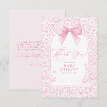 Pink Bow French Floral Chinoiserie Baby Shower
