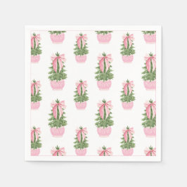 Pink Bow Ginger Jar Christmas Tree Pappersservett