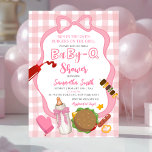 Pink Bow Gingham  Babyq baby shower invitation Inbjudningar<br><div class="desc">Pink Bow Gingham Babyq Baby Shower Invitation,  Barbecue Baby Shower Invite,  Pink Bow BBQ Grill Baby Shower Invite</div>