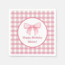 Pink Bow Gingham Napkin  Pappersservett
