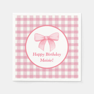 Pink Bow Gingham Napkin  Pappersservett