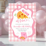 Pink Bow Gingham Slice of Fun pizza birthday  Inbjudningar<br><div class="desc">Pink Bow Gingham Slice of Fun pizza birthday invitation,  Blush Pink Girl Birthday Invite,  Editable kids birthday invite</div>