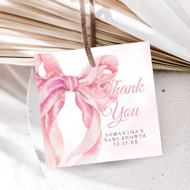 Pink Bow Girl Baby Shower Gåvor Etiketter
