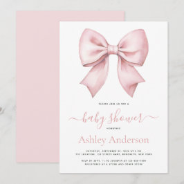Pink Bow Girl Baby Shower Inbjudningar