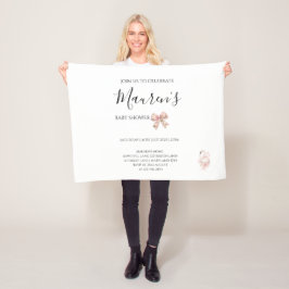 Pink Bow Girl Baby Shower Invitation Fleecefilt