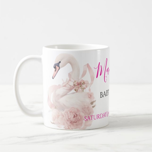 Pink Bow Girl Baby Shower Invitation Kaffemugg (Vänster)